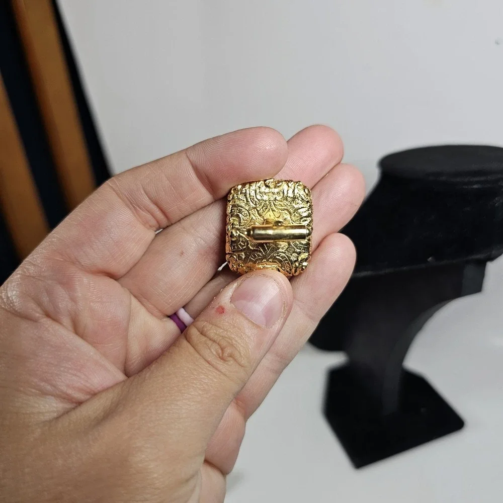 Vtg Cufflinks Blue Jasperware Cameo Suit Business Gold Tone